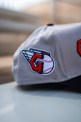 New Era Cleveland Guardians 9FORTY A-Frame Snapback (Grey/Navy) - New Era