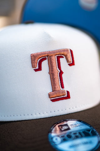 New Era Texas Rangers 2020 Inaugural 9FORTY A-Frame Snapback (Off White/Mocha) - New Era