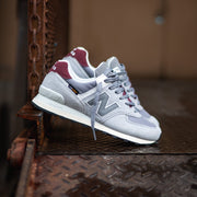 Mens New Balance 574 (Grey/Burgundy) - U574KBR - New Balance