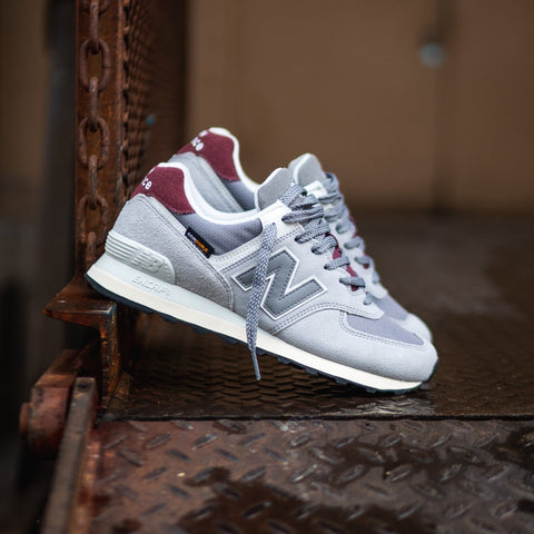 Mens New Balance 574 (Grey/Burgundy) - U574KBR - New Balance