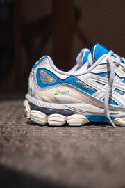 Mens Asics Gel-NYC (White/Dolphin Blue) - SNEAKER TOWN