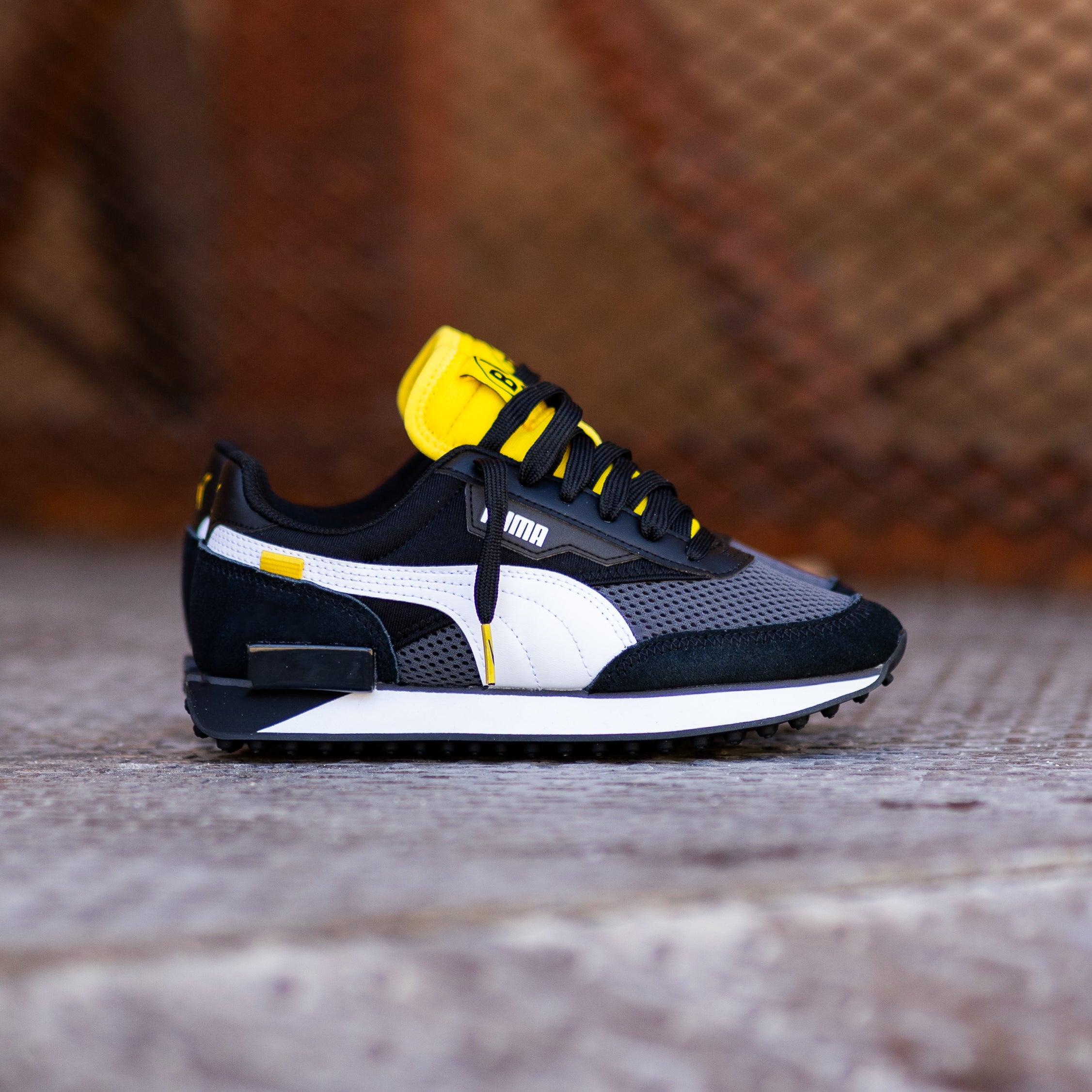 Mens Puma Future Rider BVB (Asphalt/Black/Cyber Yellow) - Puma