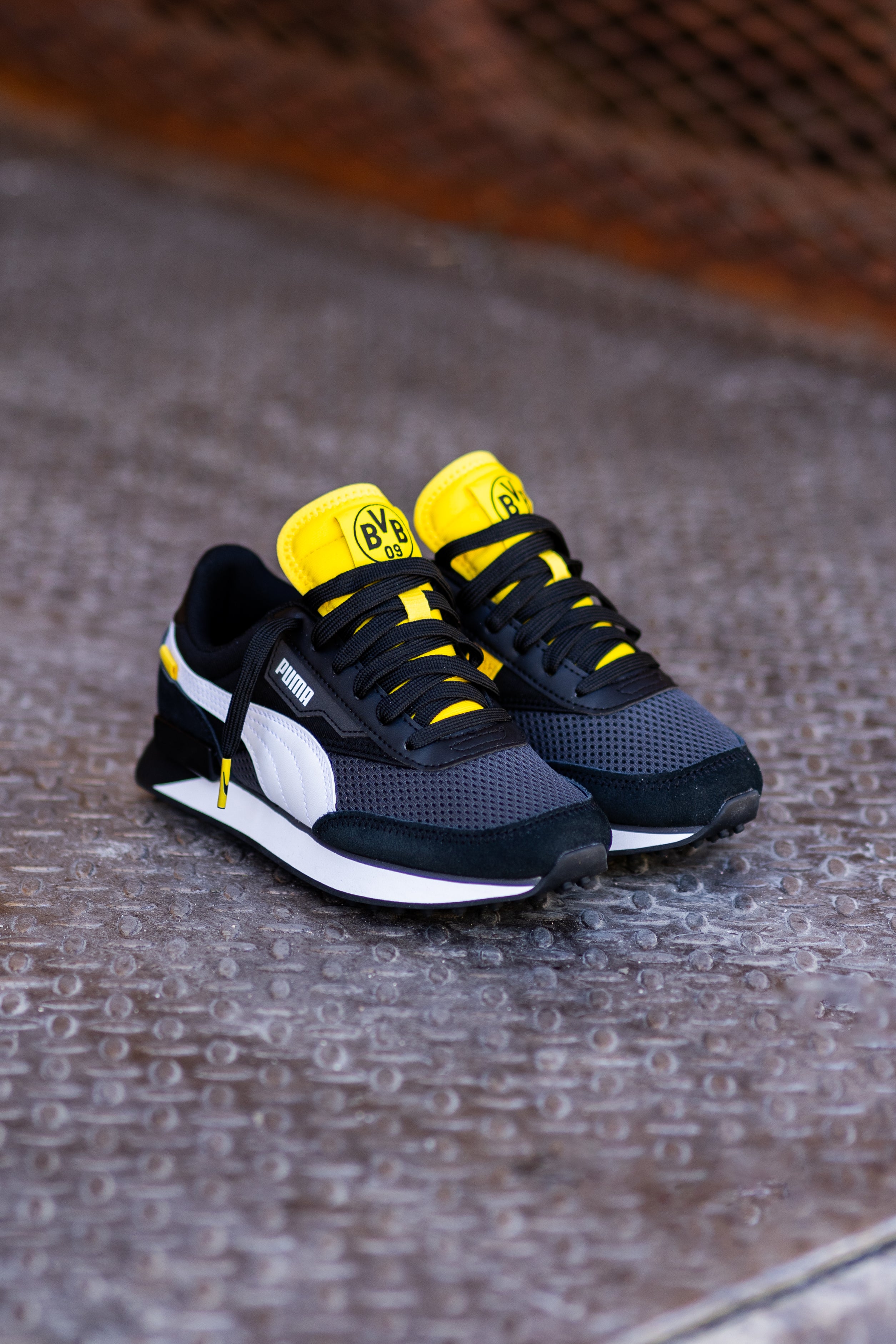 Mens Puma Future Rider BVB (Asphalt/Black/Cyber Yellow) - Puma