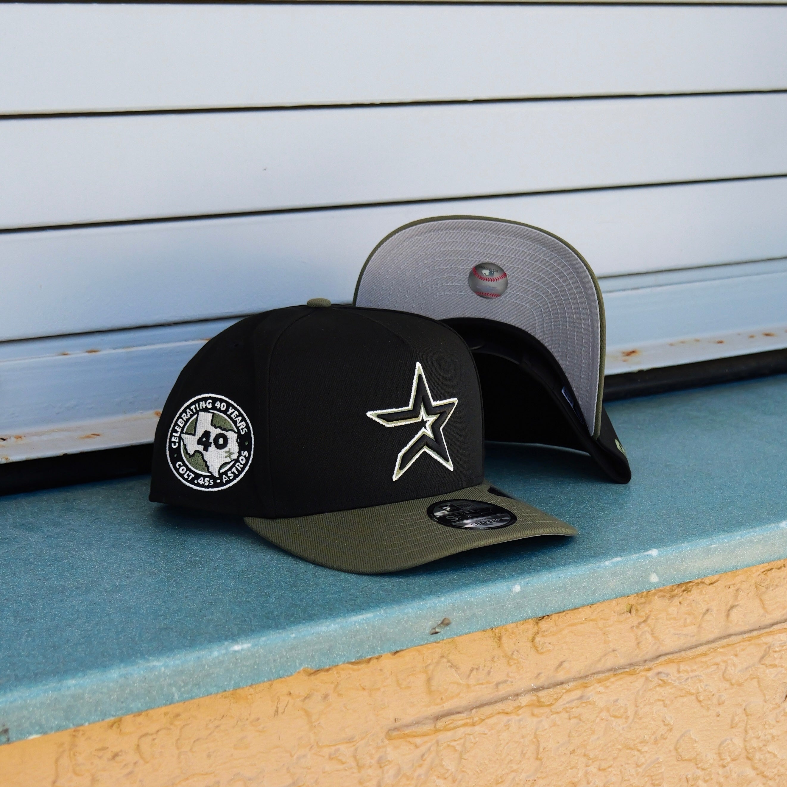 New Era Houston Astros 40th Anniversary 9FIFTY A-Frame Snapback-(Black/Olive) - New Era