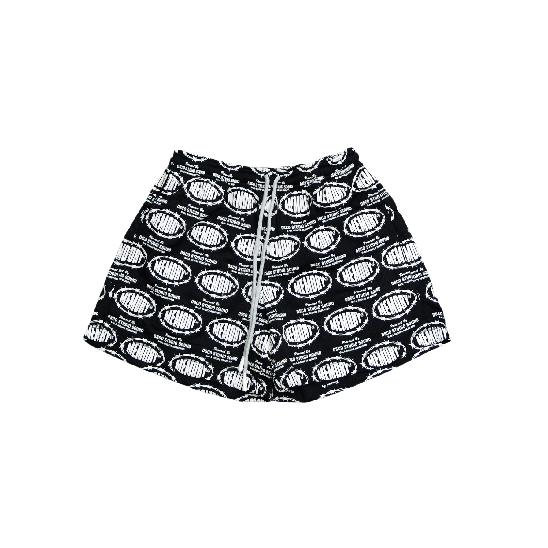 Memory Lane Barbwire Print Mesh Shorts (Black) - Memory Lane