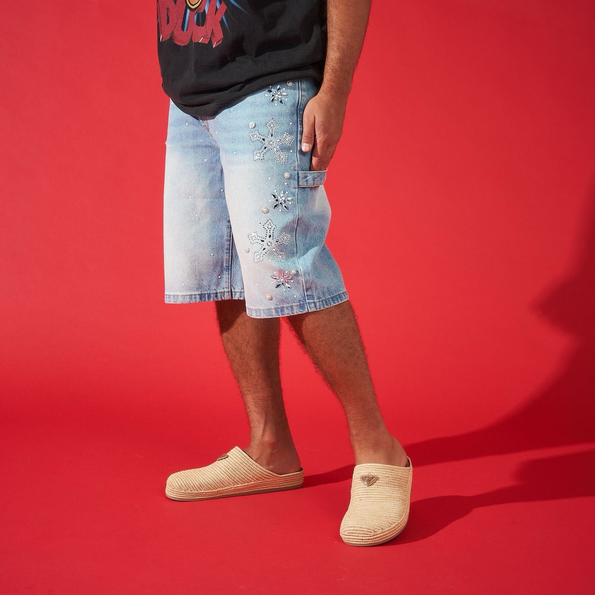 DUAA ''REWARD'' ICE STONE DENIM SHORT - DUAA