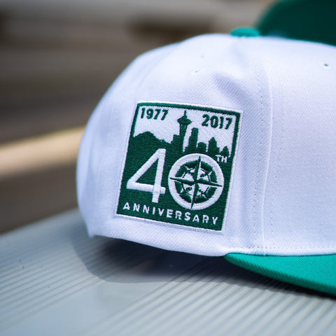 Mitchell N Ness Seattle Mariners 40th Anniversary Snapback (White/Green) - Mitchell & Ness