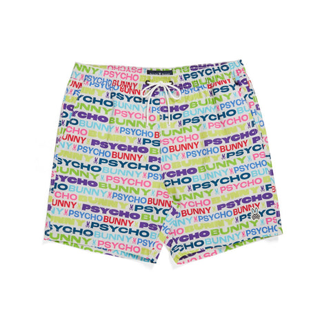 Mens Psycho Bunny Tyrian Swim Trunk (White) - Psycho Bunny