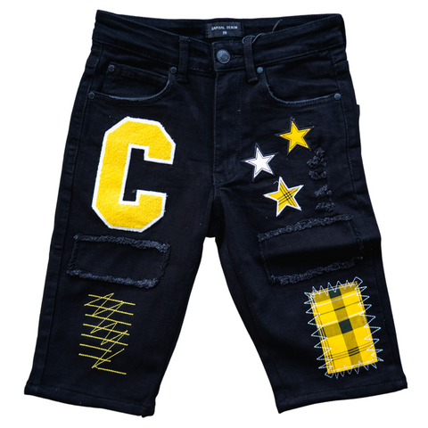 CPTL "Chapel Hill" Denim Shorts (Black/Yellow) - CPTL