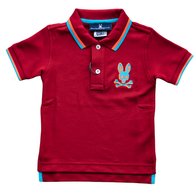 KIDS Psycho Bunny Bennett Short Sleeve Polo (Mulled Wine) - Psycho Bunny