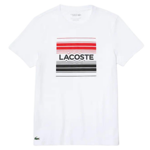 Lacoste SPORT Stylized Logo Print Organic Cotton T-shirt (White) - Lacoste