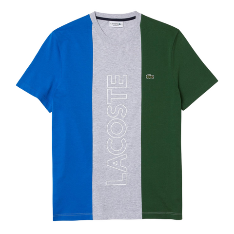 Lacoste Branded Crew Neck Cotton T-Shirt (Blue/Grey/Green) - Lacoste