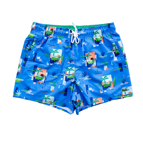 Lacoste Men's Beach Portrait Print Swimming Trunks (Blue) - Lacoste