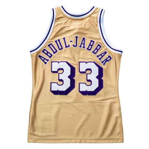 Mitchell N Ness Kareem Abdul-Jabbar Los Angeles Lakers Gold Metallic Jersey - Mitchell & Ness