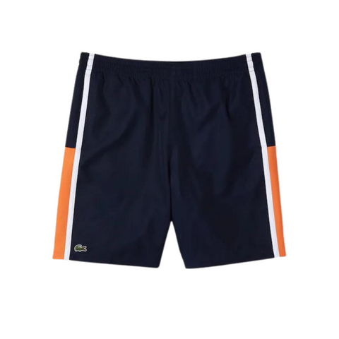 Lacoste Men's SPORT Colourblock Panels Lightweight Shorts (Navy/Orange) - Lacoste