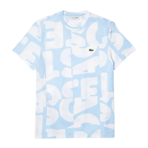 Lacoste Heritage Graphic Print Crew Neck Cotton T-Shirt (Sky Blue) - Lacoste