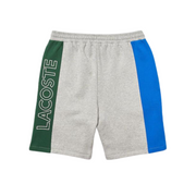 Lacoste Branded Cotton Fleece Blend Shorts (Grey/Blue/Green) - Lacoste